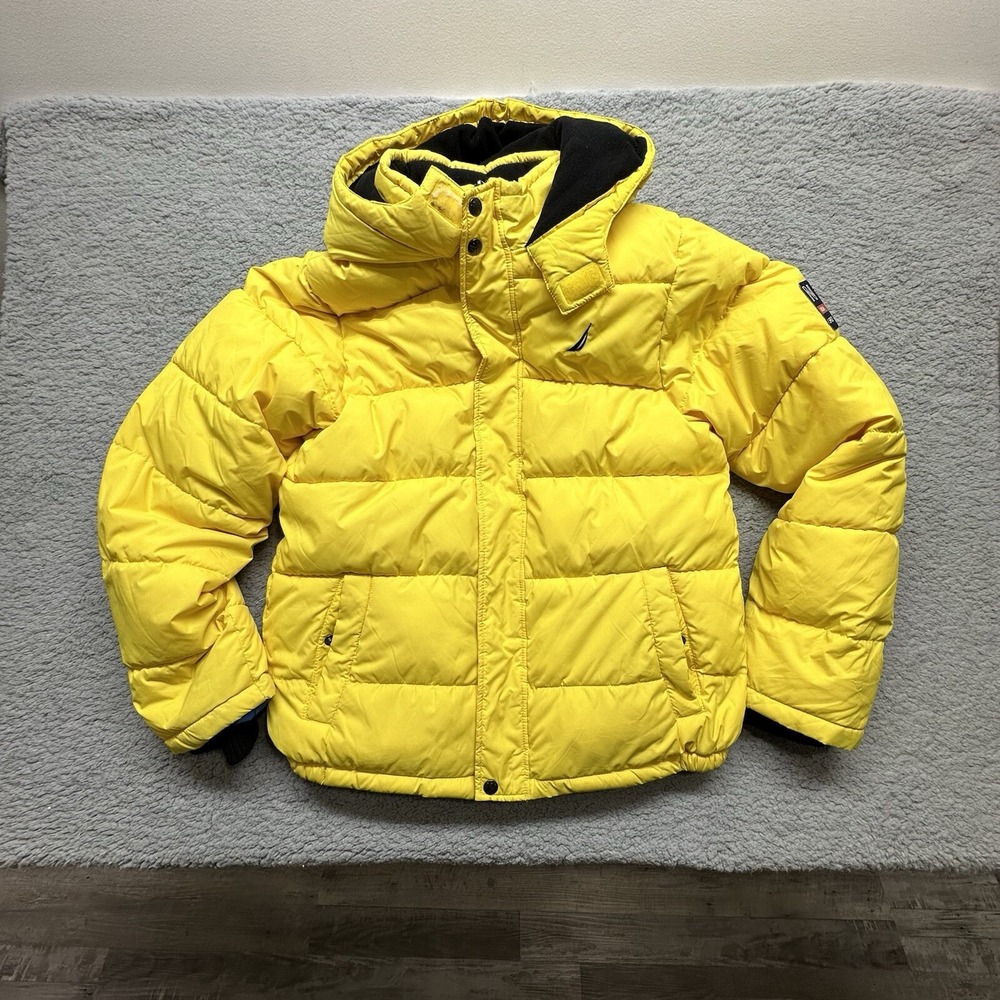 Nautica N829085Q XL (18/20) Yellow Polyester Fleece Lined Hooded Puffer Coat